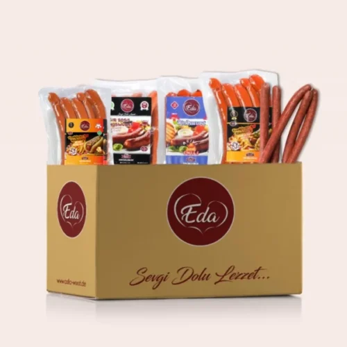 Boîte de saucisses de bœuf à griller – Épicée & Fromage (pack de 9, livraison en carton)